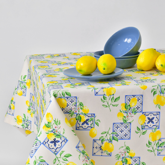 Скатертина з водовідштовхувальним просоченням IDEIA 140х170 см бавовна лимон, фото 3