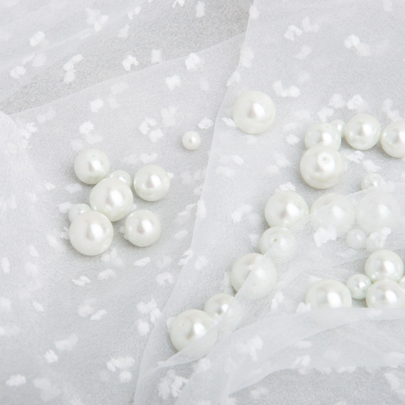 Organza fabric semi-transparent 25 gsm 145 cm, lightweight for dresses, decor, evening and carnival costumes молоко, фото 3