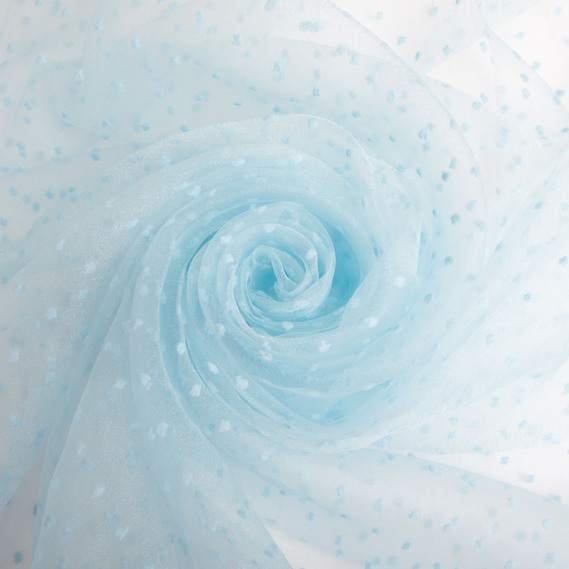 Тканина органза напівпрозора 25 г/м2 145 см, легка для суконь, декору, вечірніх і карнавальних костюмів блакитна, фото 1
