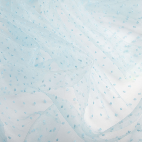 Тканина органза напівпрозора 25 г/м2 145 см, легка для суконь, декору, вечірніх і карнавальних костюмів блакитна, фото 3