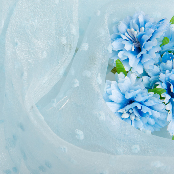 Тканина органза напівпрозора 25 г/м2 145 см, легка для суконь, декору, вечірніх і карнавальних костюмів блакитна, фото 4