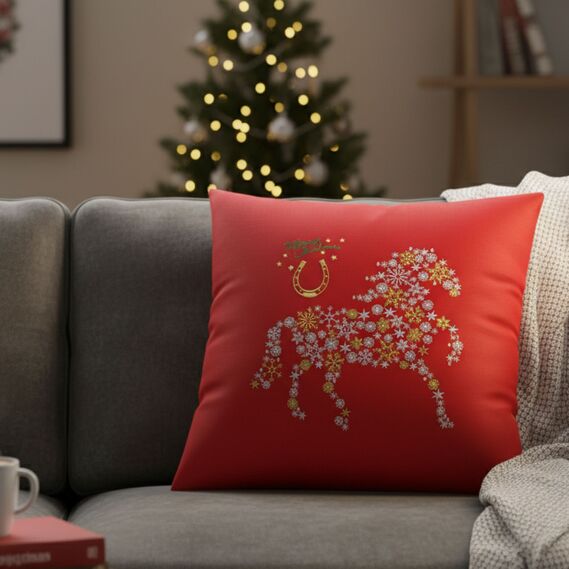 Decorative Christmas Pillow 50х50 cm “Lucky Horse” by IDEIA Symbol of the Year 2026 червона, фото 1