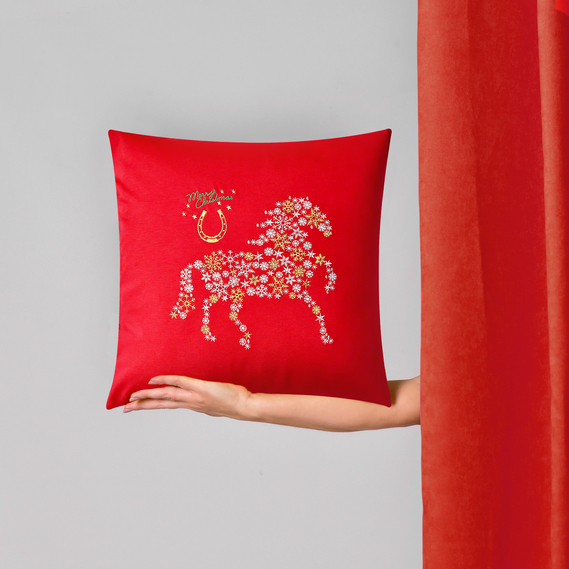 Decorative Christmas Pillow 50х50 cm “Lucky Horse” by IDEIA Symbol of the Year 2026 червона, фото 5