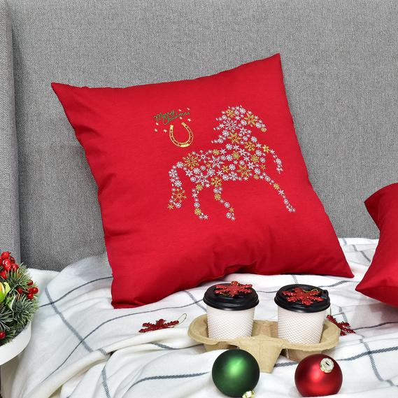 Decorative Christmas Pillow 50х50 cm “Lucky Horse” by IDEIA Symbol of the Year 2026 червона, фото 7