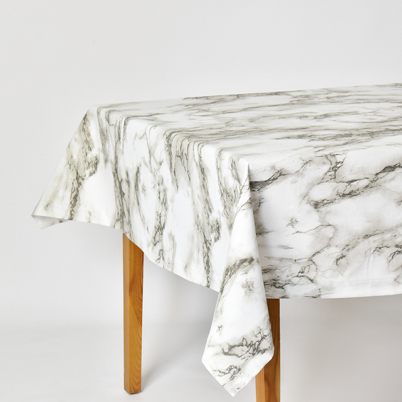 Скатерть с водоотталкивающей пропиткой IDEIA 140х170 см хлопок мармур сіро/білий, фото 1