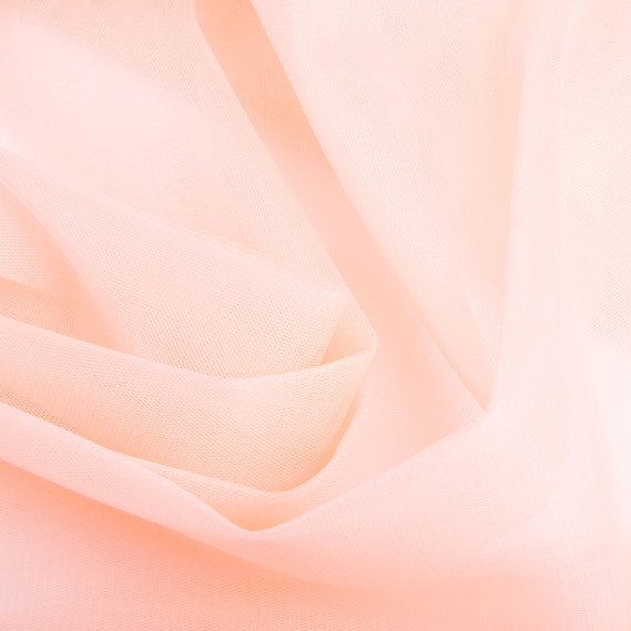 Тканина фатін євро 300 см 15 г/м2 фатин легка декоративна для суконь, костюмів, декору V-H65 ніжний персик, фото 2