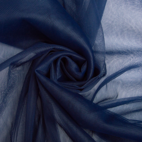 Тканина фатін євро 300 см 15 г/м2 фатин легка декоративна для суконь, костюмів, декору V-H110 navy, фото 1