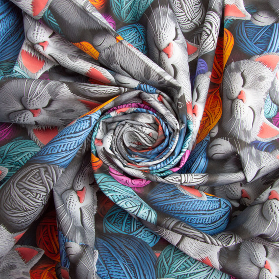 Ткань бязь ранфорс 5D для постельного белья, хлопок 125 гр/м2 240 см натуральная, постельная ткань, ткань для простыней, пододеяльников, наволочек Мурчик, фото 1