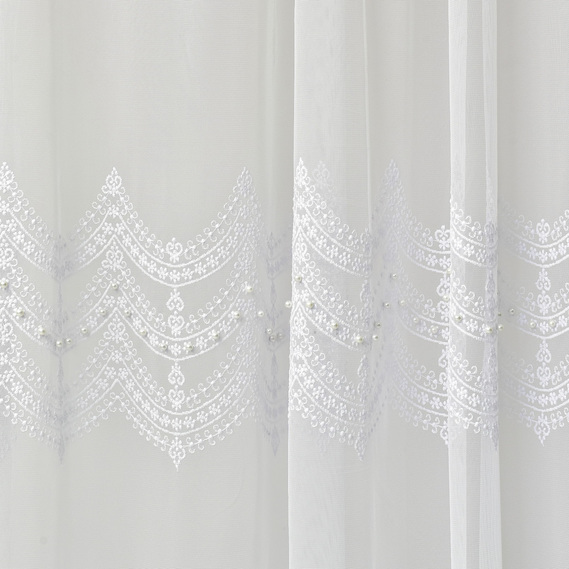 Тканина тюль фатин з вишивкою TAMA 305 см 122 гр/м2, тюлева тканина, тканина для тюлю, вуаль, гардини, гардинна тканина beyaz, фото 2
