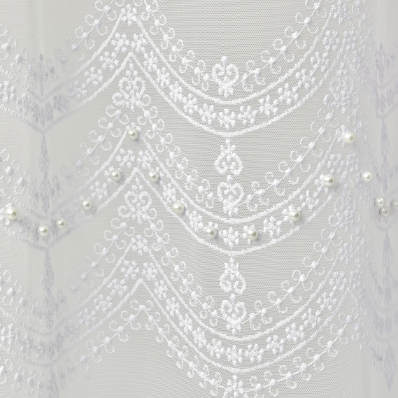 Тканина тюль фатин з вишивкою TAMA 305 см 122 гр/м2, тюлева тканина, тканина для тюлю, вуаль, гардини, гардинна тканина beyaz, фото 3