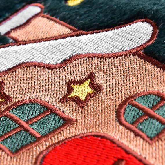 Плед покривало велсофт 170х210 см, надзвичайно м’який, з різдвяною вишивкою смарагд будиночок, фото 4