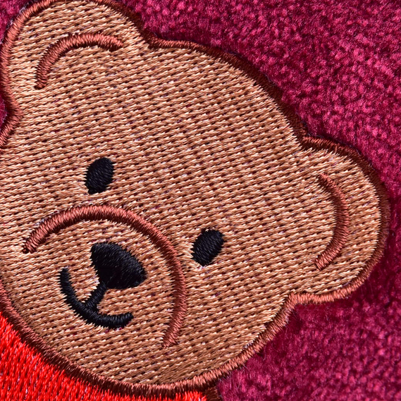 Плед покривало велсофт 170х210 см, надзвичайно м’який, з різдвяною вишивкою бордо ведмедик, фото 5