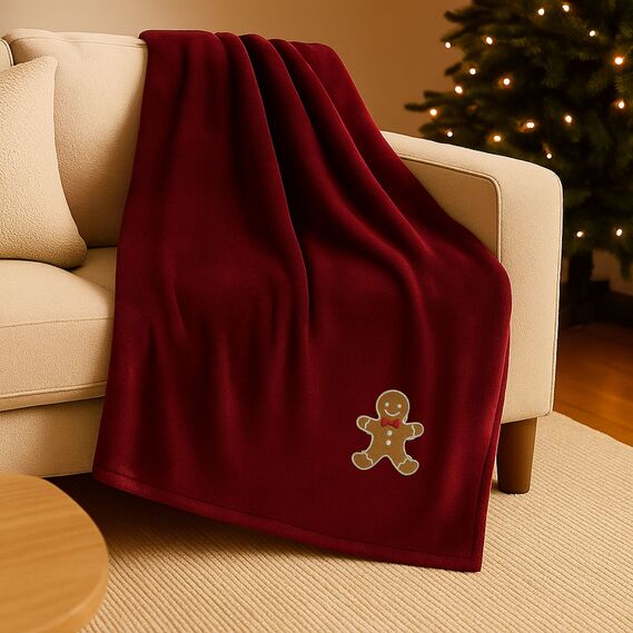 Velsoft blanket 170х210 cm, super soft, with Christmas embroidery бордо печиво, фото 2