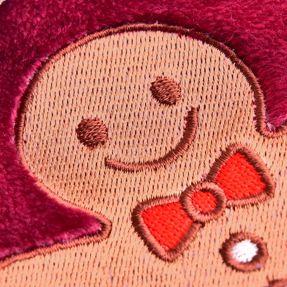 Плед покривало велсофт 170х210 см, надзвичайно м’який, з різдвяною вишивкою бордо печиво, фото 5