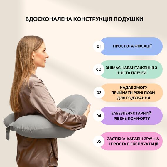 Feeding Pillow "Couch" 60x70x16 cm cotton hypoallergenic fiber сірий-беж, фото 2