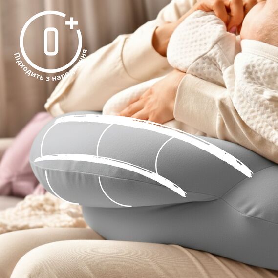 Feeding Pillow "Couch" 60x70x16 cm cotton hypoallergenic fiber сірий-беж, фото 9