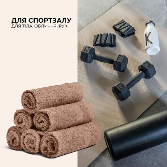 Набір рушників 6 шт 30х30 см махрових щіл 550 натуральна бавовна, серветка, рушник беж, фото 6