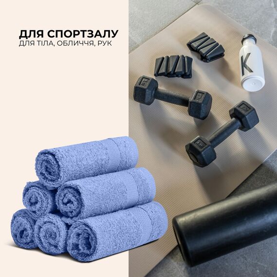 Набір рушників 6 шт 30х30 см махрових щіл 550 натуральна бавовна, серветка, рушник синій, фото 3