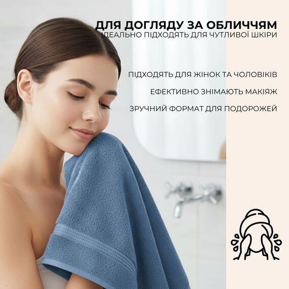 Набір рушників 6 шт 30х30 см махрових щіл 550 натуральна бавовна, серветка, рушник синій, фото 4
