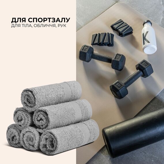 Набір рушників 6 шт 30х30 см махрових щіл 550 натуральна бавовна, серветка, рушник сірий, фото 4