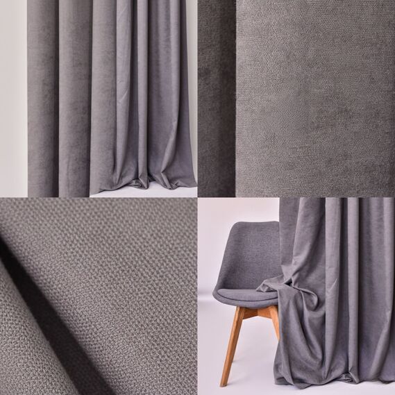 Комплект штор 2 шт 150х260 см, Canvas штори, гардини, портьєри на шторній тасьмі сіра, фото 3