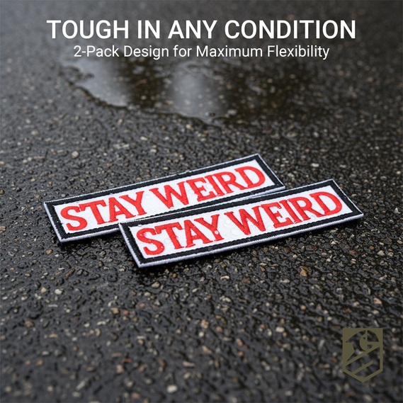 Набір з 2 нашивок "Stay Weird" (Залишайся дивним), вишиті, на липучці (гачок/петля), кумедні моральні нашивки для тактичного жилета, рюкзака, куртки, шлейки для собак, військового спорядження, фото 5