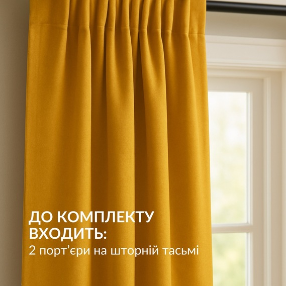 Комплект штор 2 шт 150х260 см, Canvas штори, гардини, портьєри на шторній тасьмі жовта, фото 3