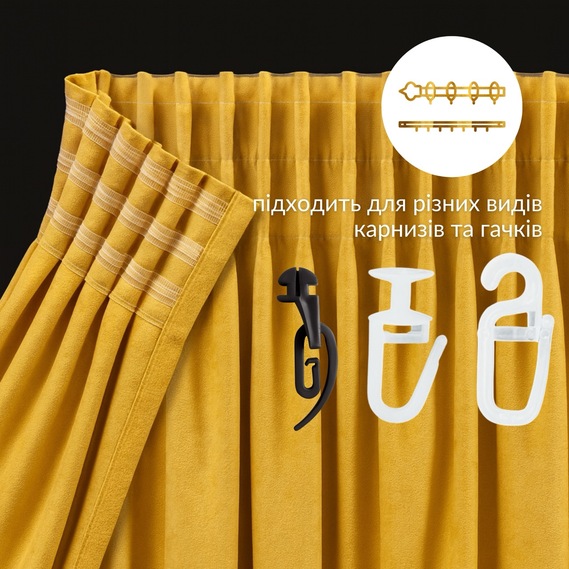 Комплект штор 2 шт 150х260 см, Canvas штори, гардини, портьєри на шторній тасьмі жовта, фото 4