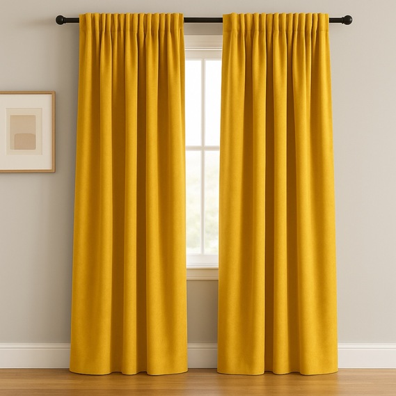 Комплект штор 2 шт 150х260 см, Canvas штори, гардини, портьєри на шторній тасьмі жовта, фото 9