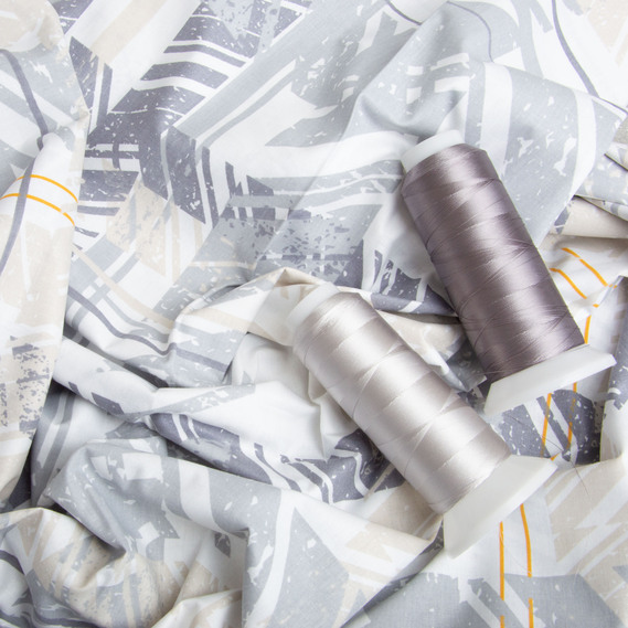 Ranfors coarse calico fabric 4.28642/4 Технополіс сіра, фото 4