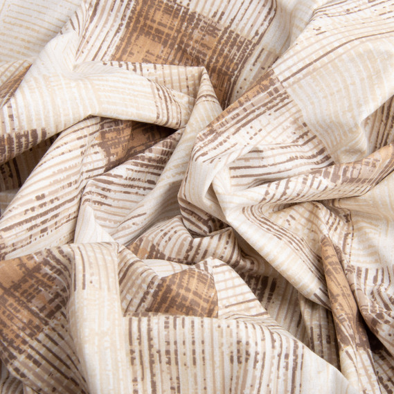 Ткань бязь ранфорс для постельного белья, хлопок, 130 гр/м2, 240 см M04203/9 Клітина-штрих беж, фото 3