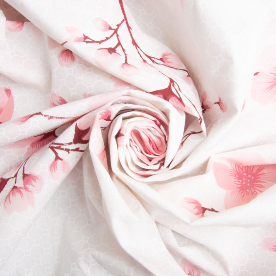 Ткань бязь ранфорс для постельного белья, хлопок, 130 гр/м2, 240 см G-6764/4 Сакура пудра, фото 1