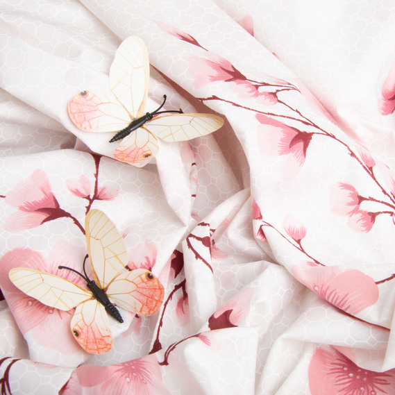 Ткань бязь ранфорс для постельного белья, хлопок, 130 гр/м2, 240 см G-6764/4 Сакура пудра, фото 4