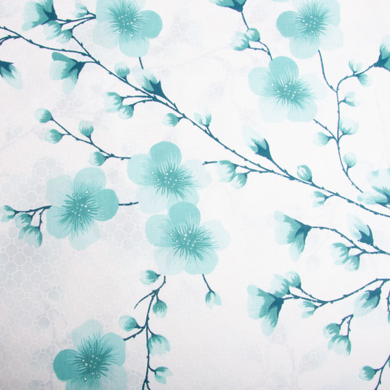 Ткань бязь ранфорс для постельного белья, хлопок, 130 гр/м2, 240 см G-6764/3 Сакура м`ята, фото 2