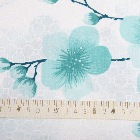 Ткань бязь ранфорс для постельного белья, хлопок, 130 гр/м2, 240 см G-6764/3 Сакура м`ята, фото 5