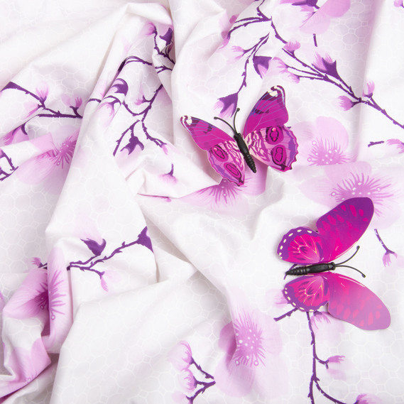 Ranfors coarse calico fabric G-6764/1 Сакура пурпур, фото 4