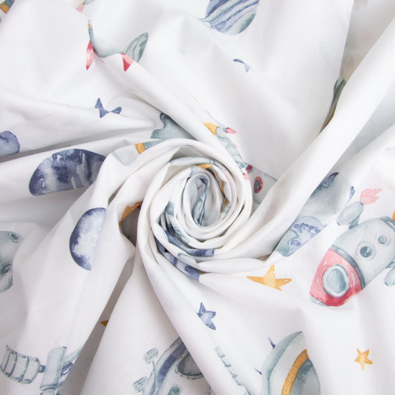 Тканина бязь ранфорс для постільної білизни, бавовна, 130 гр/м2, 240 см 11,29984/15 Ракета синя, фото 1