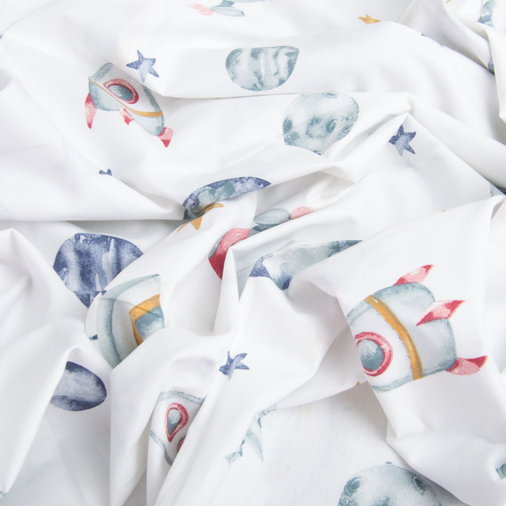 Тканина бязь ранфорс для постільної білизни, бавовна, 130 гр/м2, 240 см 11,29984/15 Ракета синя, фото 3