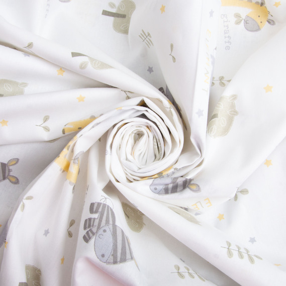 Ткань бязь ранфорс для постельного белья, хлопок, 130 гр/м2, 240 см 7,28225/9 Звірята сірі, фото 1