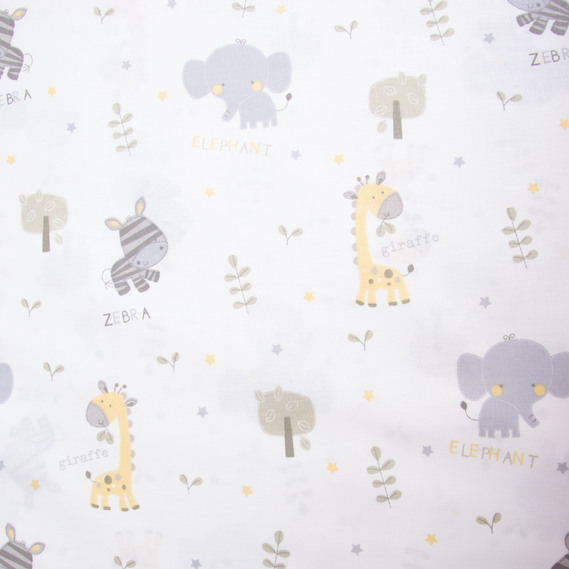 Ткань бязь ранфорс для постельного белья, хлопок, 130 гр/м2, 240 см 7,28225/9 Звірята сірі, фото 2