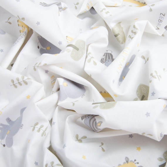 Ткань бязь ранфорс для постельного белья, хлопок, 130 гр/м2, 240 см 7,28225/9 Звірята сірі, фото 3