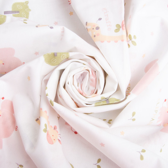 Ranfors coarse calico fabric 7,28225/8 Звірята рожеві, фото 1