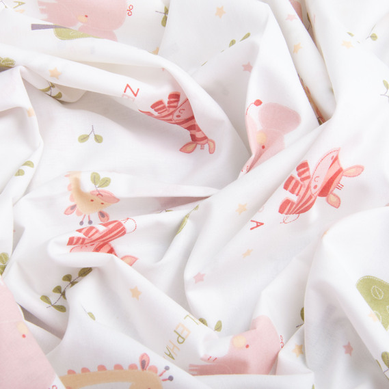 Ranfors coarse calico fabric 7,28225/8 Звірята рожеві, фото 3