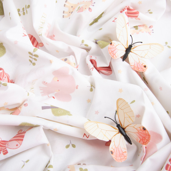 Ranfors coarse calico fabric 7,28225/8 Звірята рожеві, фото 4