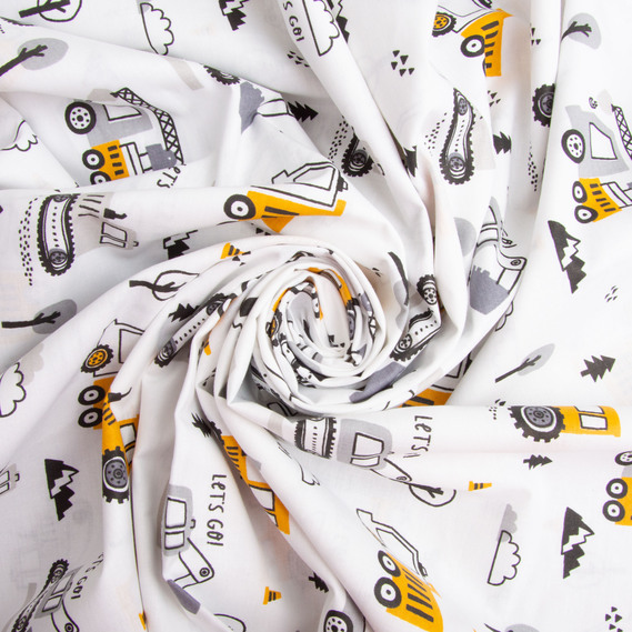 Ткань бязь ранфорс для постельного белья, хлопок, 130 гр/м2, 240 см 5,27594/3 Тракторець гірчиця, фото 1