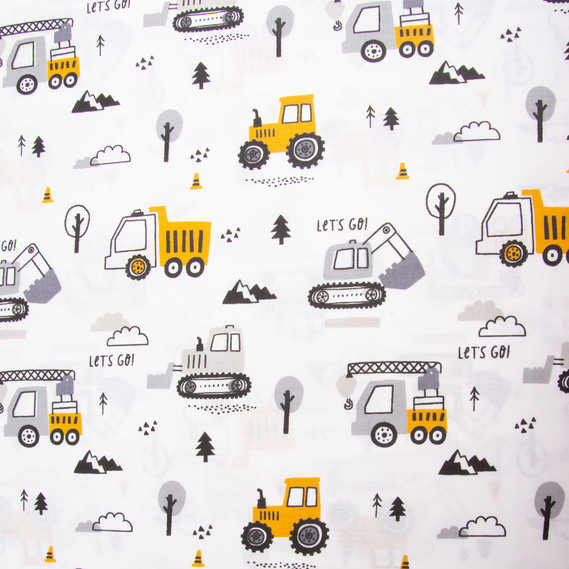 Ткань бязь ранфорс для постельного белья, хлопок, 130 гр/м2, 240 см 5,27594/3 Тракторець гірчиця, фото 2