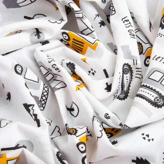 Ткань бязь ранфорс для постельного белья, хлопок, 130 гр/м2, 240 см 5,27594/3 Тракторець гірчиця, фото 3