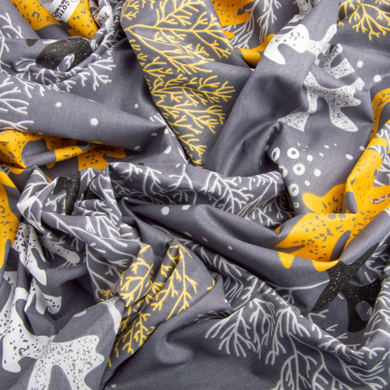 Ткань бязь ранфорс для постельного белья, хлопок, 130 гр/м2, 240 см 5,26937/8 Корали т/сіра, фото 3