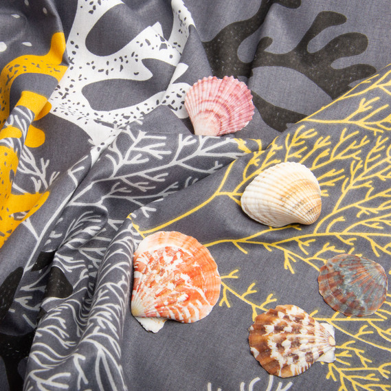 Ткань бязь ранфорс для постельного белья, хлопок, 130 гр/м2, 240 см 5,26937/8 Корали т/сіра, фото 4