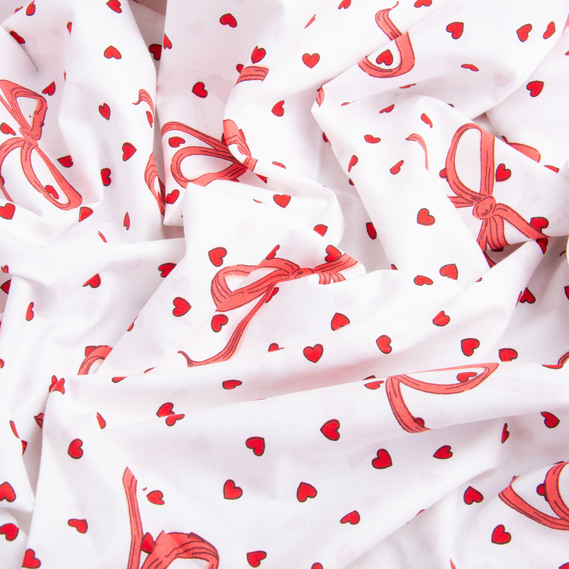Ткань бязь ранфорс для постельного белья, хлопок, 130 гр/м2, 240 см 5,29409/1 Бантік/Сердечка, фото 3